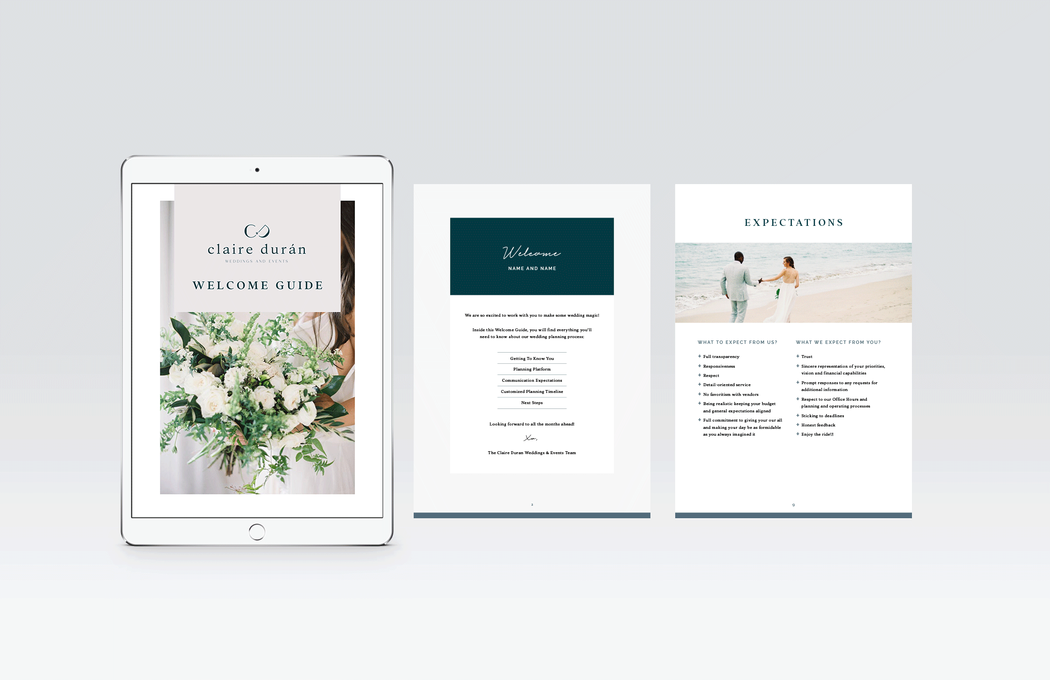 claire duran welcome guide ebook design